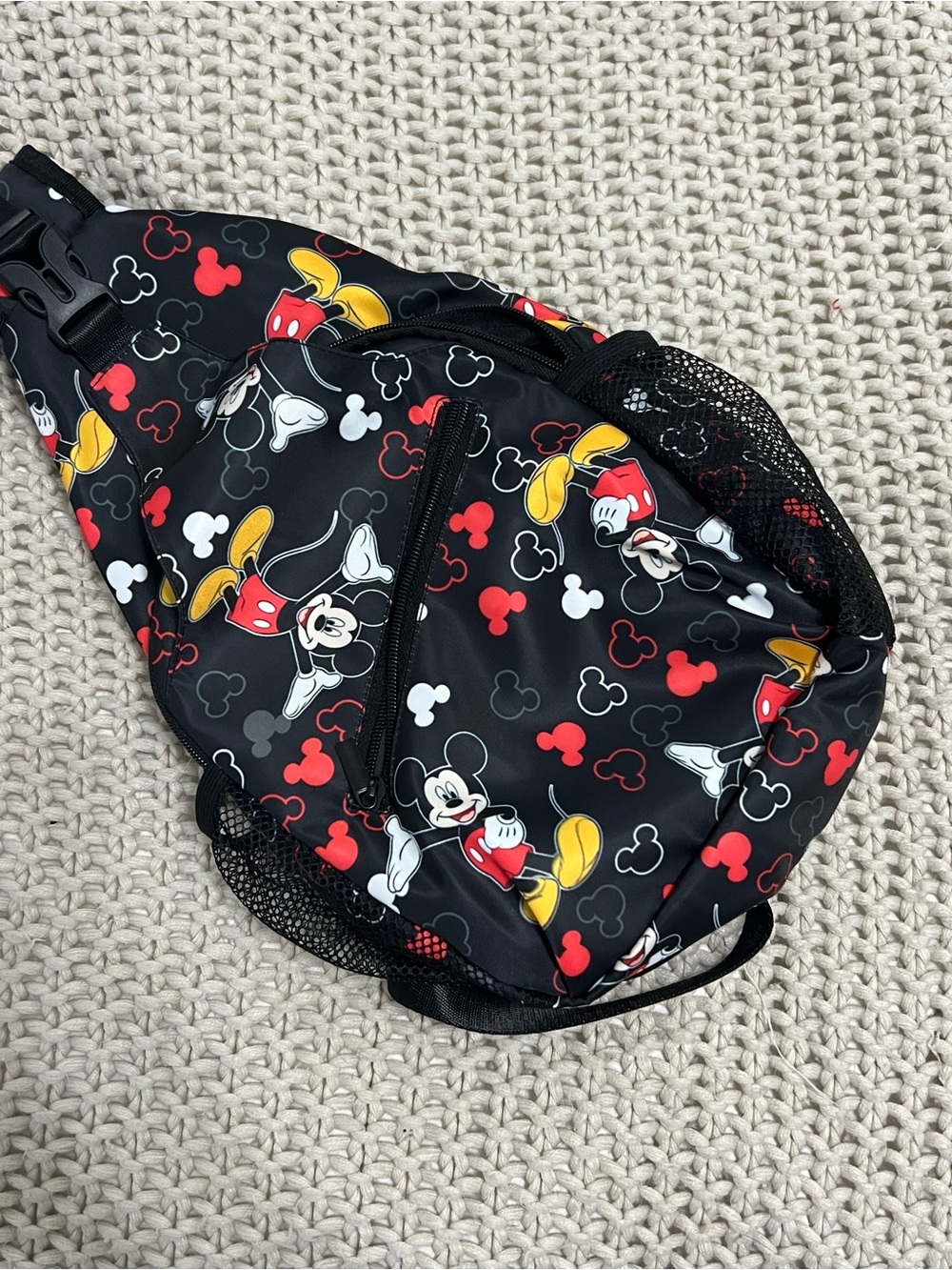 Black Mickey Mouse Print Sling Bag